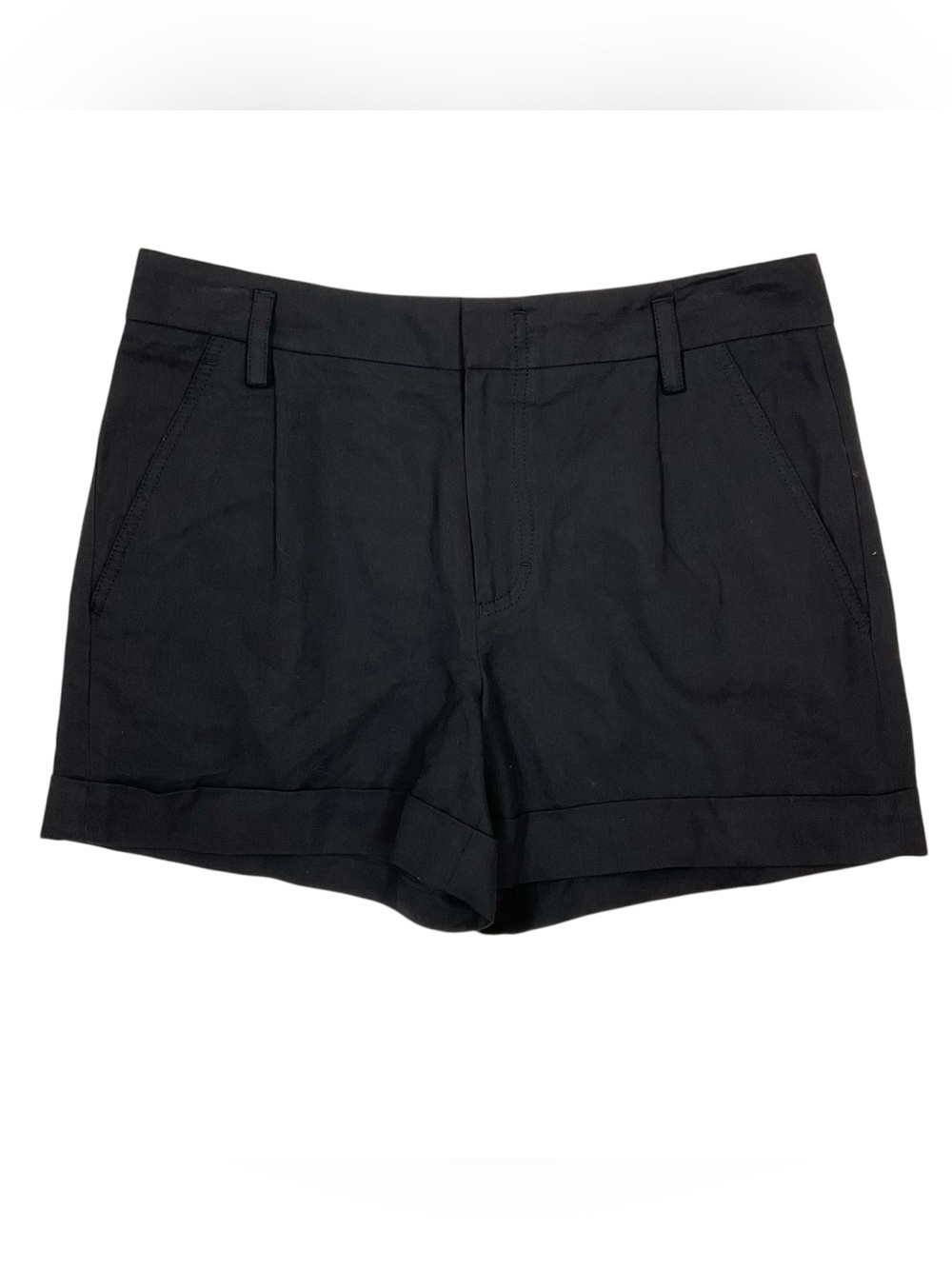 Vince Black Linen Blend Shorts Pockets Size 10